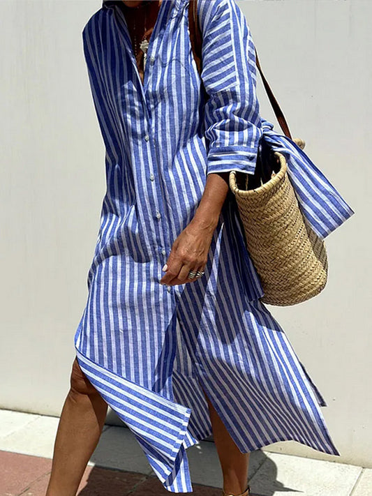 Klassisches gestreiftes Sommer-Hemdkleid