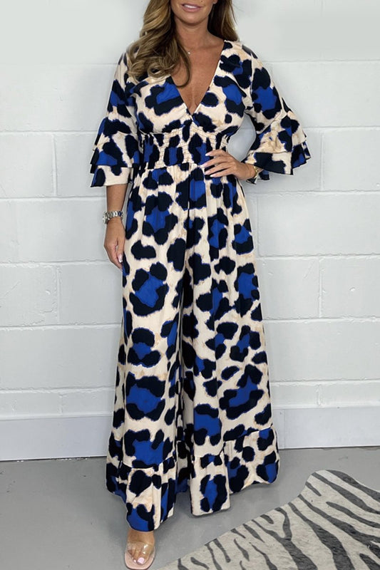 Vendita Calda🔥 Tuta da Donna a Gamba Larga Casual con Stampa Leopardata e Vita Elasticizzata