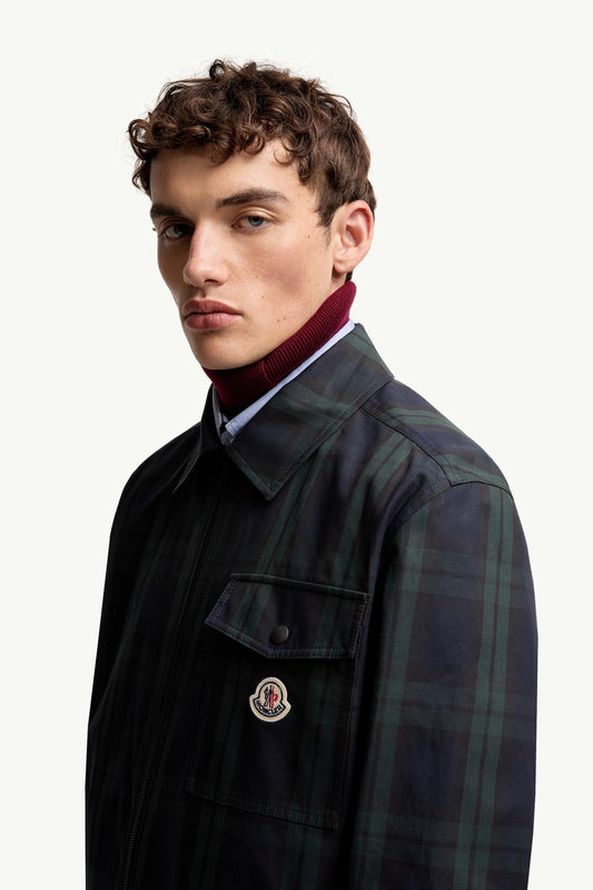 Checked Cotton Gabardine Long Sleeve Shirt