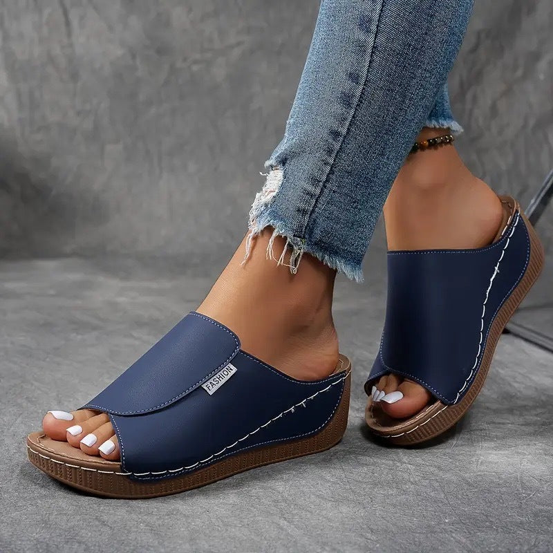 Comfortable Slides with Arch Support - Women's Plain Breathable Sandals